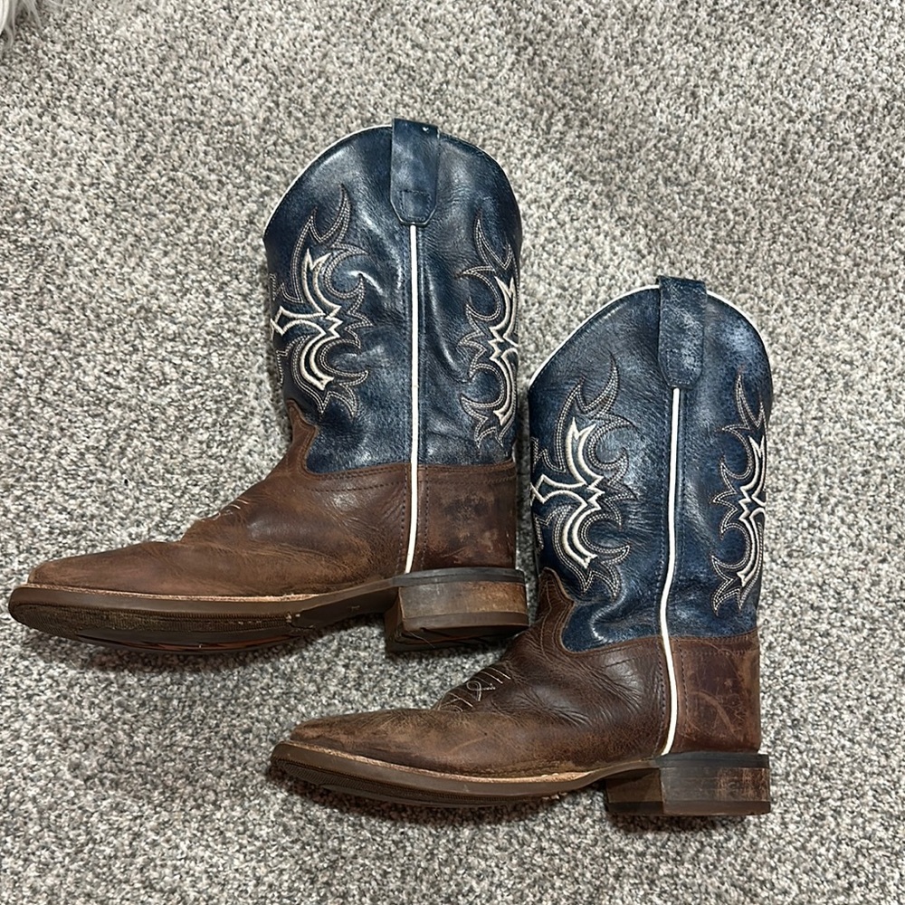 Old West Blue and Brown Leather Boots